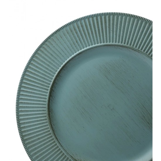 Sousplat 33cm Canelado Em Plastico Azul